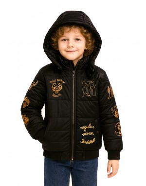 Boys Jacket Quilted Metallic Black